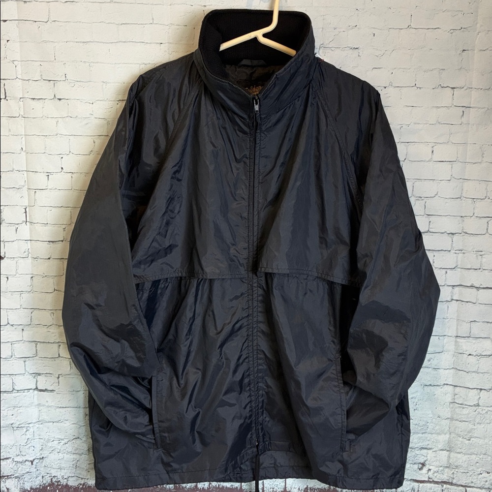 Golden Bear Vintage Windbreaker Jacket  Hidden Hood Black Oversized Unisex Large